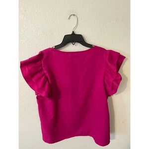 Emery Rose Flutter Sleeve Top Fuchsia Pink Women's Size L